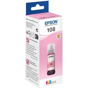 Epson Bouteille d'encre EcoTank 108 Magenta clair d'origine (C13T09C64A)