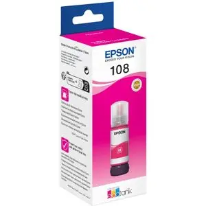 Epson Bouteille d'encre EcoTank 108 Magenta d'origine (C13T09C34A)