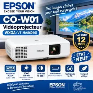 Epson Vidéoprojecteur CO-W01 – 3000 Lumens – WXGA – HDMI
