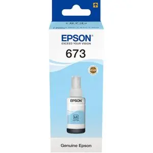 Epson Bouteille d'encre 673 LC (T6735) Cyan Clair d'origine (C13T67354A)