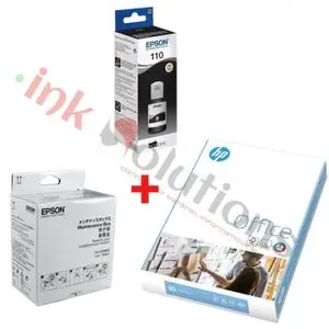 Epson Pack récupérateur d'ancre T04D1 + encre 110 noir + ramette A4