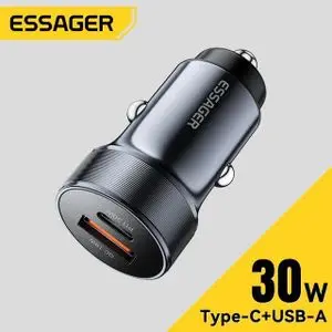 ESSAGER Chargeur Voiture 30W USB-C PD &amp; QC 3.0 Charge Rapide
