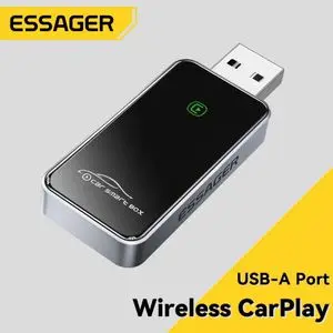 ESSAGER Adaptateur CarPlay Sans Fil pour iPhone – Version Améliorée 2024 – Connexion Multi-Utilisateurs Transparente – Convertisseur CarPlay Filaire vers Sans Fil – Sans Latence – Compatible iOS 10+ – USB-C