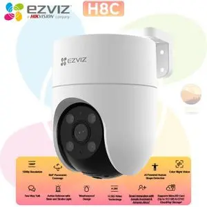 EZVIZ Caméra H8C Wi-Fi Extérieure panoramique et à inclinaison 360 FHD 1080P