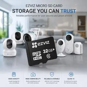 EZVIZ carte Mémoire MicroSDHC 32GB Classe 10 – Haute Vitesse pour Caméras de Surveillance et Enregistrement Full HD