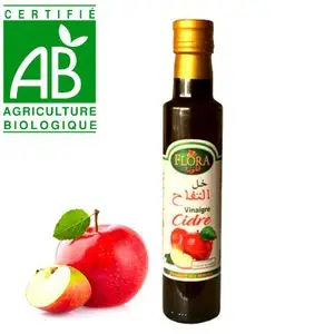Flora Vinaigre de Cidre (Pomme) 250ml – Naturel &amp; Artisanal 100% BIO – Coopérative Marocaine