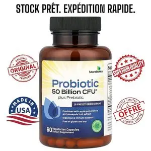 FutureBiotics Probiotic Plus Prebiotic (Probiotiques et prébiotiques), 50 Billion, 60 Veg Cps