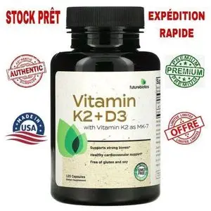 FutureBiotics Vitamine K2 + D3 avec Vitamine K2 sous forme de MK-7, 120 capsules
