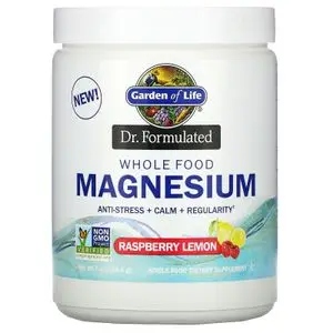 Garden Of Life Dr. Formulated, Poudre de magnésium à base d’aliments entiers, Framboise/Citron, 198,4 g
