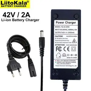 Liitokala Chargeur au Lithium 36v Output 42V/ 2A Pour Vélo électrique, Trottinette ..