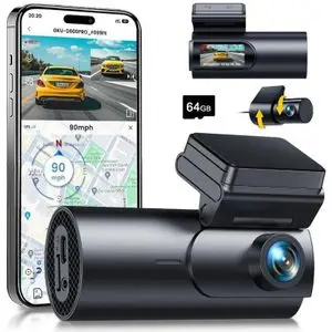 GKU DashCam D600Pro 4K avant et arrière 1080p WiFi With 1.47 Inch IPS Screen avec hardwire kit 24h + sd cart 64gb