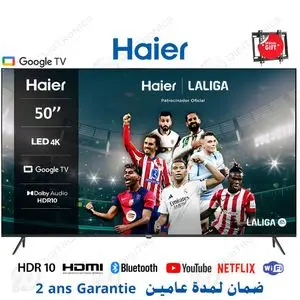 Haier 50 4K UHD Smart Google TV, HDR10, HDMI, Bluetooth + Support Gratuit, H50K800UX