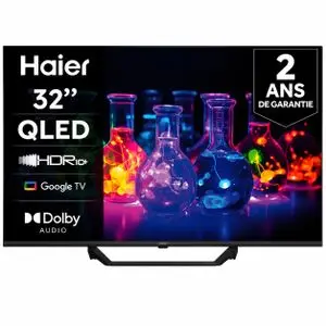 Haier QLED Smart TV 32" Full HD Google TV,  Dolby Audio, Bluetooth &amp; Wi-Fi 2ans de garantie frameless