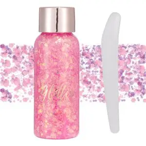 HANDAIYAN Crème Pailletée Scintillante 32ml – Gel Glitter pour Visage, Corps, Cheveux &amp; Ongles – Couleur Rose – Longue Tenue