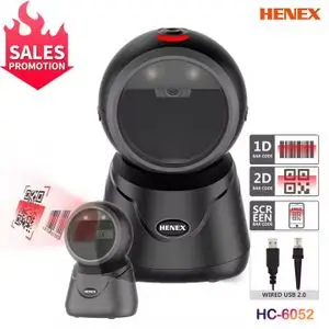 HENEX Lecteur de code à barres 1D et 2D et QR Douchette Professionnel (HC-6052)