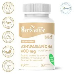 Herbialife Ashwagandha 600 mg – Moins de Stress, Plus d’Énergie – 90 Gélules