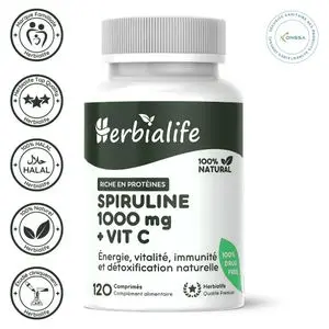 Herbialife Spiruline Naturelle 1000 mg – Énergie et Vitalité – 120 Comprimés