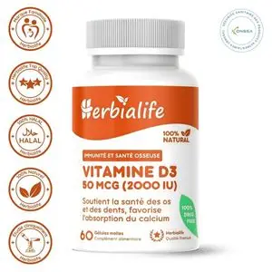 Herbialife Vitamine D3 50 mcg (2000 IU) – 60 Gélulles molles