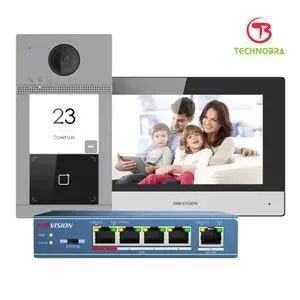 Hikvision Kit complet Vidéophone IP antivandale avec lecteur de badge DS-KIS604-S(C) ( Videophone / Interphone )