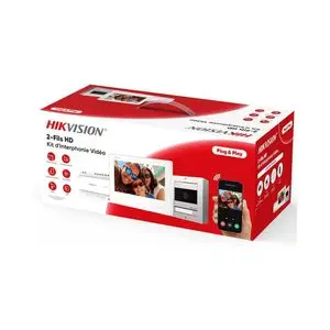 Hikvision  DS-KIS704EY/Aluminum – Kit Vidéophone HD 2-Wire – Écran Tactile 7" – Caméra 2MP – WiFi – Hik-Connect – Contrôle de Serrure