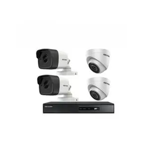 Hikvision Kit Turbo HD DVR 4CH Pro + 2 Caméras Dome 5MP et 2 Extérieur Jour/Nuit