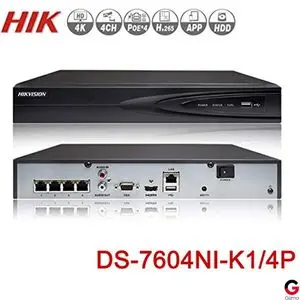 Hikvision NVR 4CH 4K PoE 4 Caméras de surveillance IP jusqu'à 8MP DS-7604NI-K1/4P B 8MP 5MP 4MP 2MP