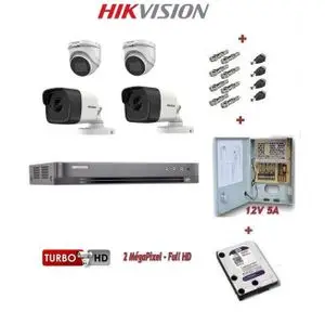 Hikvision Pack Complet Caméra de Surveillance de DVR 4ch et 4 Caméras 2Mpixel 1080p