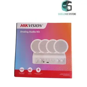 Hikvision Kit audio analogique avec amplificateur analogique 60 W et 4 haut-parleurs de plafond 6 W