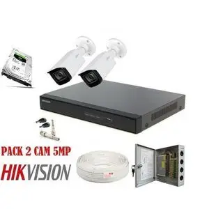 Hikvision Pack Complet 2 Camera de A à Z 3K 6MP COLOR + DVR + Accessoires