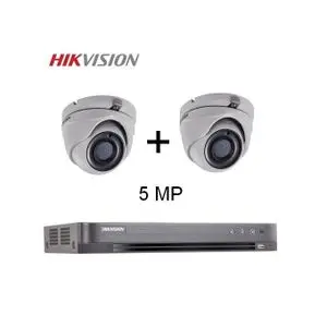 Hikvision Kit Turbo HD DVR 4CH pro et 2 Caméras INDOOR 5MP Jour/Nuit