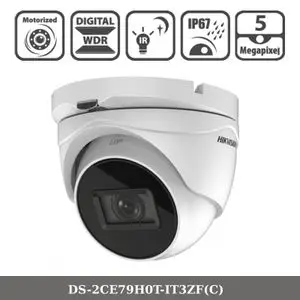 Hikvision Camera de surveillance dome varifocal 5MP DS-2CE79H0T-IT3ZF Zoom motorisé IP67