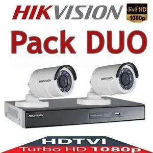 Hikvision Pack Duo pour Système de Surveillance  1DVR 4voies Turbo HD +2 Caméras Bullets (Extérieur) HDTVI 2,8mm avec Résolution : 2Mégapixel/1080p