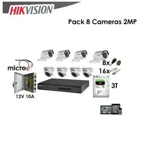 Hikvision Pack Professionnel Complet DVR 8ch + 4 Caméras Outdoor + 4 Camera Dome
