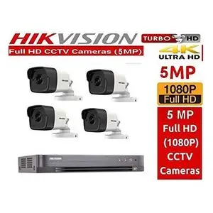 Hikvision Pack Caméras de surveillance 5MP Contient 4 Cameras Etanches + DVR Turbo HD 5 MÉGAPIXEL
