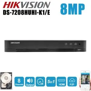 Hikvision DS-7208HUHI-K1 DVR XVR 8CH Up to 8MP TURBO HD 4K HDMI support ( 8MP, 5MP ,2MP)