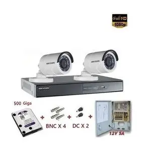 Hikvision Pack ce caméra 2 Caméras Extérieur 2MP + DVR +Disque dur + Bloc