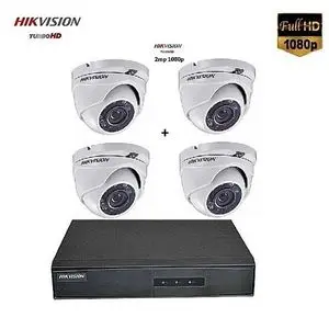 Hikvision Pack Système de Surveillance de DVR 4ch  et 4 Caméras: 4 indoor métal  -2Mpixel 1080p