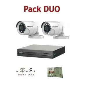 Hikvision Pack video-surveillance de DVR et 2 Caméras d'exterieur 2MP + Bloc 4 + Fiche