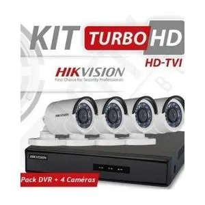 Hikvision Pack Pour Système de Surveillance  DVR 4voies Turbo HD+4 Caméras Bullet Grand Angle 2,8mm 2Mégapixel/1080p Smart IR