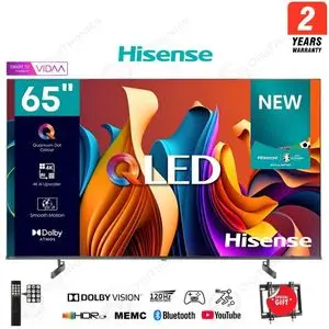 Hisense 65 Smart Tv QLED Système Vidaa Dolby Vision, Durant 2 Ans Garantie, 65Q6N