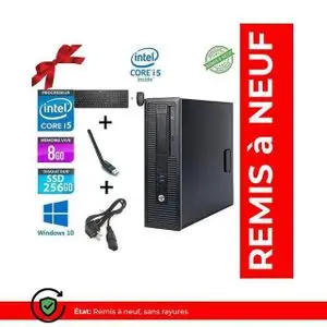 Hp PC i5 6éme Gén - 8GB RAM - 256GB SSD + Clavier et souris san fil + Clé wifi - remis à neuf