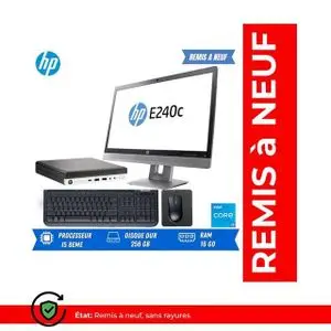 Hp Elitedesk 800 OU 600 i5 6ème, 16 Go RAM, Disque Dur 256 Go SSD, Écran 24 pouces, Remis à Neuf