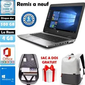 Hp PC PORTABLE ProBook Core i3 6eme Génération- 4GB RAM - 500GB HDD -Remis à Neuf