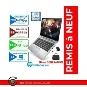 Hp ELITEBOOK 840 G5 8ÉME GÉN-CORE i5-8Go-256 Go SSD-GARANTIE DE SIX MOIS-Remis à neuf
