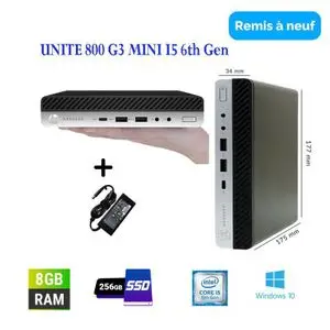 Hp UNITE 800 G3 MINI I5 6ème Gen 256 SSD 8 Go RAM