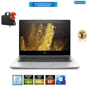 Hp EliteBook 840 G6 - Core i7 8ème génération - RAM 8 Go DDR4 - DISC DUR 256 Go SSD - 14'' FHD -Remis a neuf