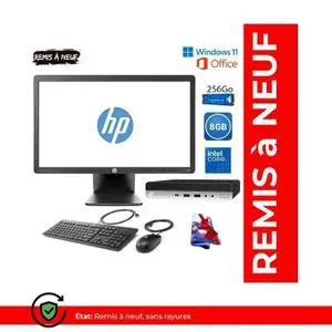 Hp ProDesk 600 G3 Mini Intel 8Go RAM 256Go SSD + Écran 20" E201 – Compact et ultra-rapide pour votre bureau ( Remis à Neuf )