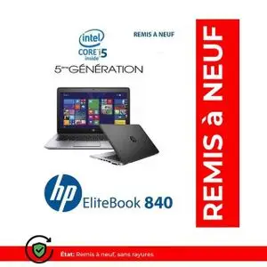 Hp PC PORTABLE 840 G2 - CORE INTEL i5-5ÉME- RAM 8G -STOCKAGE 500HDD - Remis à neuf