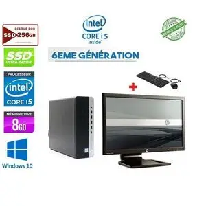 Hp Pack Ordinateur bureau Complet i5 RAM 8Go -256Go SSD + Ecran 20" - Remis à Neuf