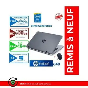 Hp PC Portable Probook 640 Core intel i3-1000Go-RAM 16GB 14"- remis a neuf
